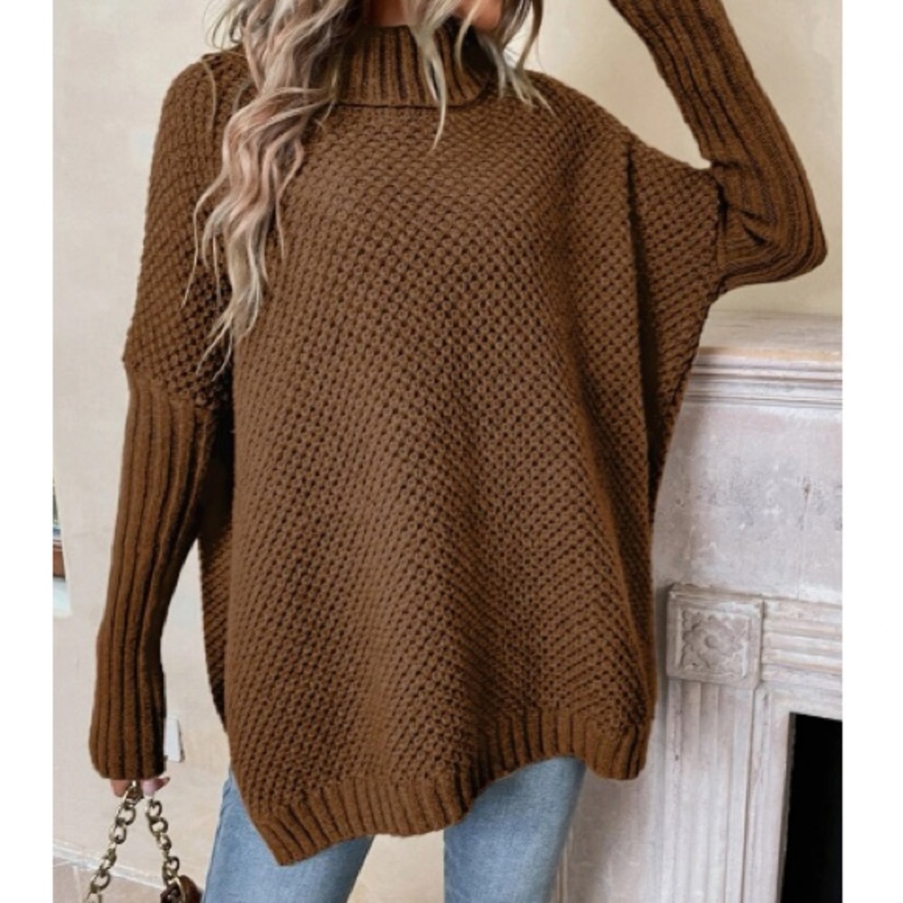 Luxe turtleneck split sides sweater top - Picture 6 of 7
